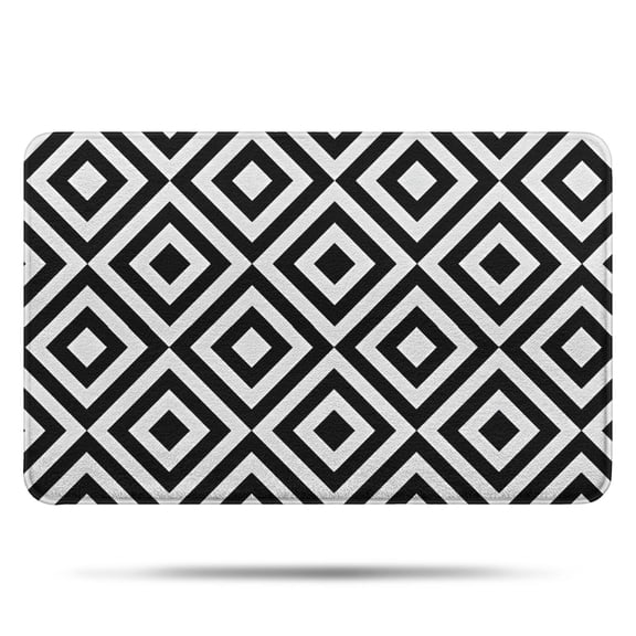 Black White Checkerboard Checkered Pattern Bathroom Rugs Mat,Non Slip Microfiber Bathroom Rug,Rubber Backing,Soft Bathroom Mats for Bathroom Floor,Tub and Shower,17x27in(43x68cm)