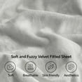 thumbnail image 3 of Velvet Fitted Sheet and Pillowcases Set, Luxury Soft Fuzzy Bottom Sheet with Reinforced Elastic Corner Straps, Deep Pocket up to 15", 1 Fitted Sheet and 2 Pillowcases (Cal King, Light Grey), 3 of 17