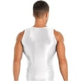 thumbnail image 3 of ZDHoor Mens Glossy Smooth Tank Top Stretchy Sleeveless Gym Workout Vest Tops White XL, 3 of 7