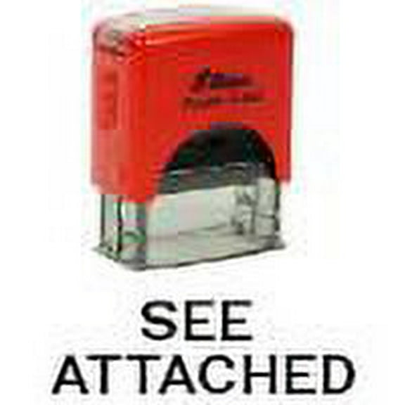 Printtoo See Attached Self Inking Rubber Stamp Pre,Inked Office Stamp, Home Office Business Stationery, 38 x 14 mm, Black