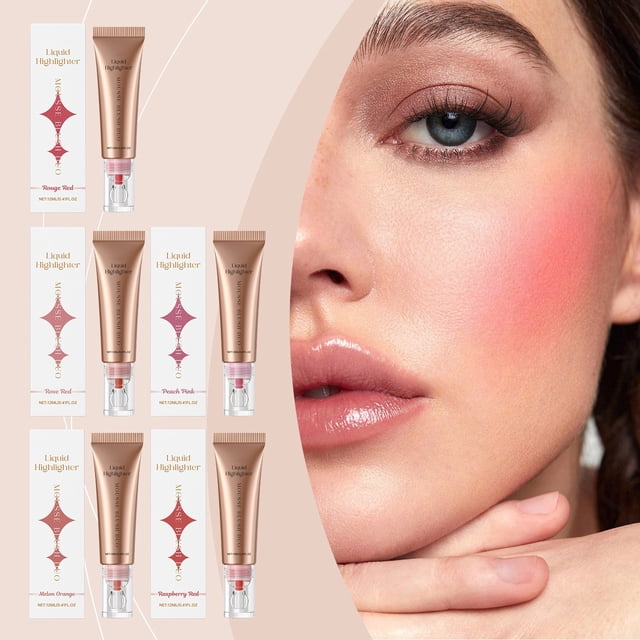 Big Savings! Liquid High Gloss Powder Blusher Cream Moisturizing Easy To Push Away Non Fading Multifunctional Face Repairing High Gloss Powder Blusher Liquid Popular 12ml