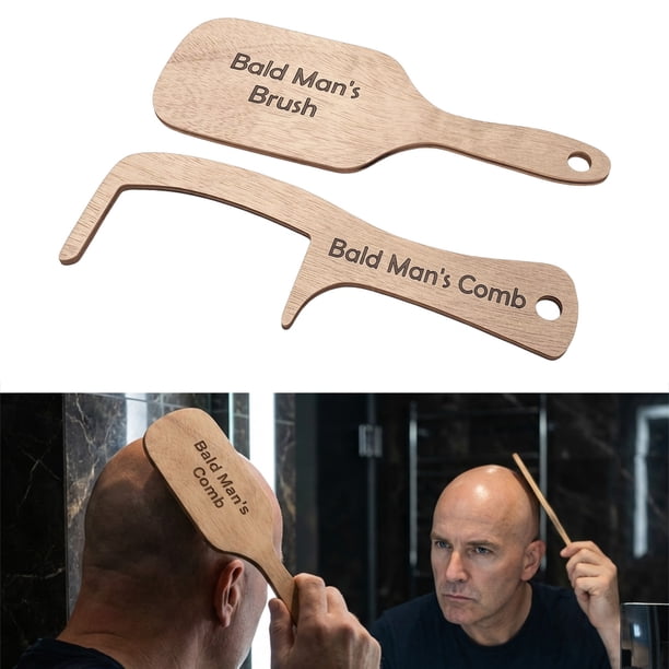 Peine 2 Uds Divertido Peine Para Hombres Calvos Madera De Pino Herramienta De Aseo Para Hombres Calvos Cepillo Para El Cabello Para Regalo De Broma Divertida