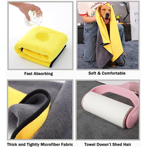 Paquete de 2 toallas para perros Tal Toalla de ba?o para mascotas súper absorbente Toalla de secado para perros de microfibra para perros y gatos peque?os, medianos y grandes, lavable a máquina LingWen 8390612384264
