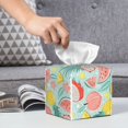 thumbnail image 6 of KLL Bright Peach Print Tissue Box Cover,Leather Tissue Holder Square Facial Tissue Case Facial Paper Organizer Dispenser for Bathroom, Vanity Countertop, 6 of 7