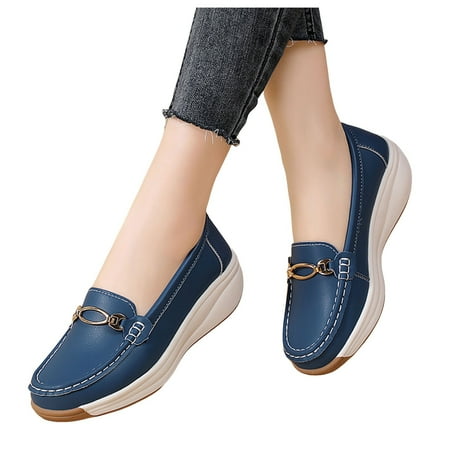 Oyedens Wedge Loafers for Women Fashion Casual Platform Women s Loafers & Slip-Ons Walking Work Shoes