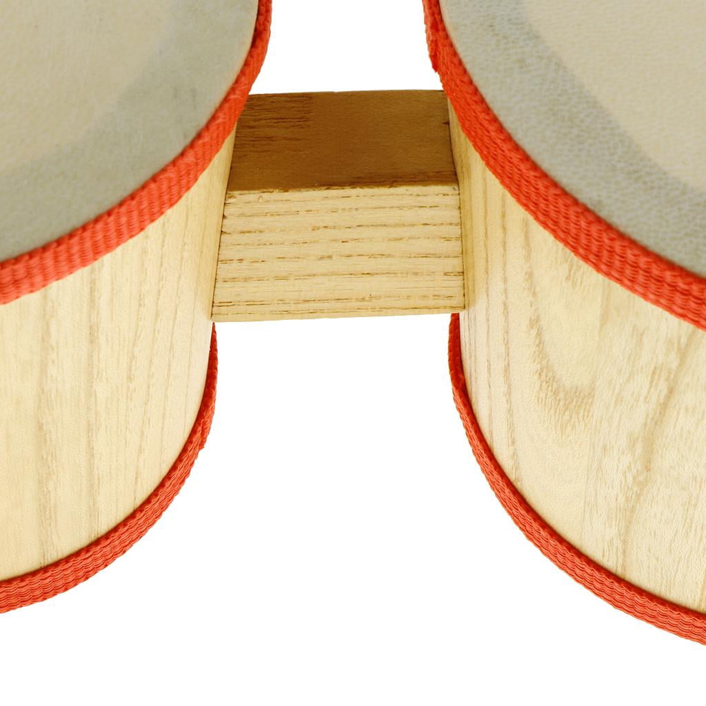 LeeQinersw Polished Wood Bongo Drum Dia. 4inch 5inch Mini Percussion Instrument with Drum