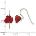 thumbnail image 4 of Sterling Silver Polished Red Coral Rose Dangle Earrings (Width 10.35) (Length 16) - Jbsp, 4 of 5