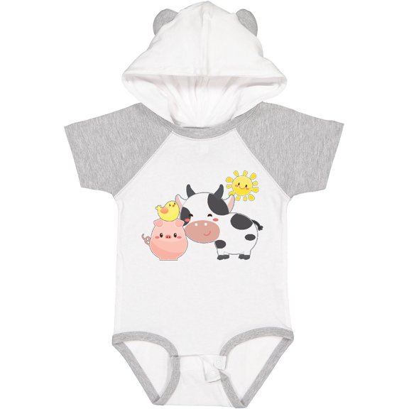 Inktastic Fun Farm Animals- Cow, Pig, Chick Boys or Girls Baby Bodysuit