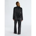 thumbnail image 3 of Joyspun Women’s Stretch Velour Notch Collar Long Sleeve Pajama Set, Sizes XS to 4X, 3 of 5