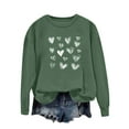 thumbnail image 4 of Valentines Heart Sweatshirts Womens Long Sleeve Cute Graphic Pullover Tops Funny Print Holiday Valentine Day Gifts, 2XL Army Green, 4 of 5