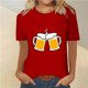thumbnail image 3 of Tops Cortos para Mujeres, Oktoberfest Casual Impreso Cuello Redondo Manga Corta Camiseta Top Hecho de Poliéster para la Primavera Verano Uso Diario, Camisetas Casuales de Mujer, 3 of 4