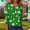 thumbnail image 4 of UngA Womens St. Patricks Day Shirt Cute Irish Shamrock Graphic 3/4 Sleeve Tops Plus Size Blouses Green Clover T-Shirts,Size XXXL, 4 of 9