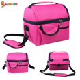 thumbnail image 4 of Spencer Insulated Lunch Bag for Women, Large Capacity Cooler Lunch Box Reusable Waterproof Tote Bag Dual Compartment Meal Prep Outdoor Food Organizer "Rose Red", 4 of 8