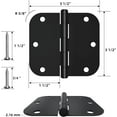 thumbnail image 6 of 30 Pack Rounded Door Hinges 3.5 Inch with 5/8" Radius Corner, Matte Black Interior Door Hinge for Bedroom, Storage room, Garage, Bathroom and More, 6 of 7