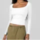 thumbnail image 2 of Camiseta de punto sexy para mujer, camiseta de manga larga con cuello cuadrado y corte ajustado en el interior, ropa interior sexy con escote en U, 2 of 4