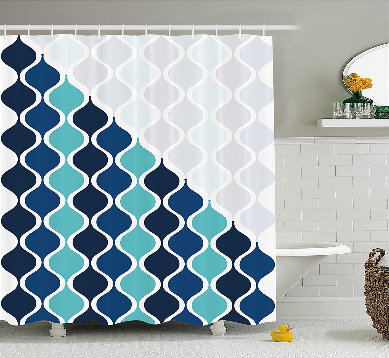 Sea Chakra Rainbow Shower Curtain Set Bathroom Mat Waterproof Fabric Hook 72x72" 