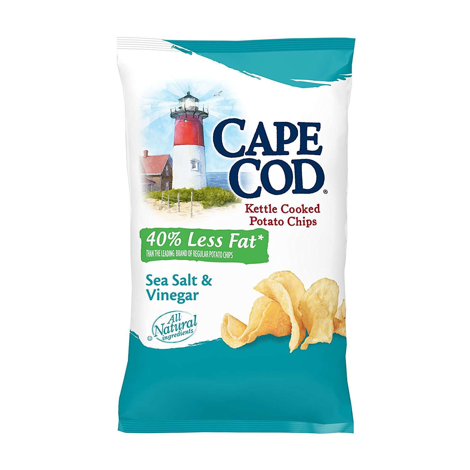 Cape Cod Reduced Fat Kettle Cooked Potato Chips, Salt & Vinegar, 8 Oz by Snyder's-Lance