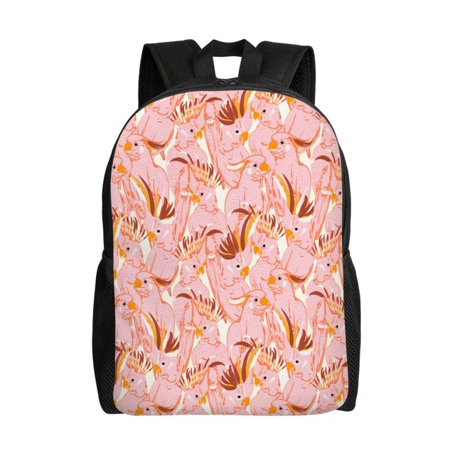 Disketp Pink Cockatoo Birds Mochila Unisex de Apertura Lateral Completa, Mochila para Laptop para Escuela, Trabajo y Viajes