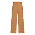 thumbnail image 5 of Women Comfortable High Waisted Wide Leg Pants Drawstring Elastic Trousers Comfy Straight Leg Long Pants With Pockets, 5 of 5