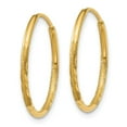 thumbnail image 2 of Real 14kt Yellow Gold 1.25mm Diamond-cut Endless Hoop Earring; for Adults and Teens; for Women and Men, 2 of 3