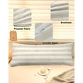 thumbnail image 2 of Beige Stripe Body Pillow Cover 20 x 60 Inch Decorative Pillow Cover Vintage Country Geometric Linen Texture Lumbar Pillowcase Seasonal Rectangle Cushion Case for Couch Sofa Bed Living Room, 2 of 7