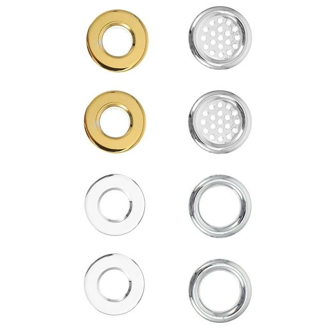 8 piezas Tapas de drenaje Agujero de desbordamiento Fregadero Anillos redondos Tapas de lavabo Abierto Lleno de agua Cobre Abs