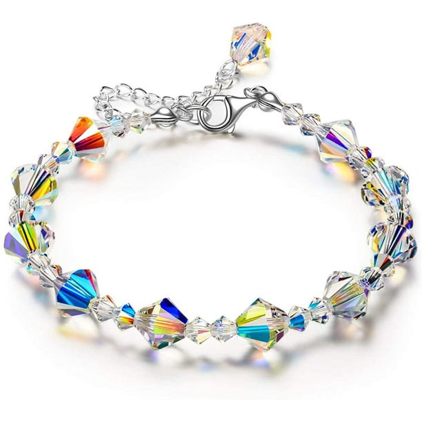 Pulsera de mujer hecha de cristales austriacos, regalos para mujeres, joyas de auroras boreales para mujeres, regalos para ella, regalos de cumpleaños para esposa, amiga, mamá, abuela Zhivalor LRWJ273-2