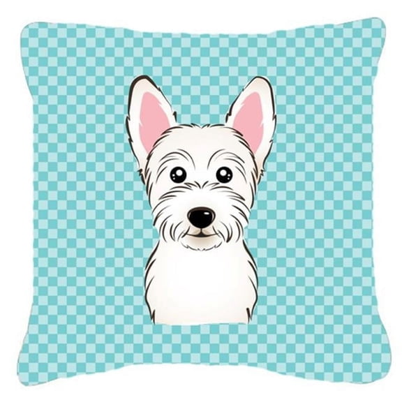 Dog Face Checkerboard Design Fabric Decorative Pillow