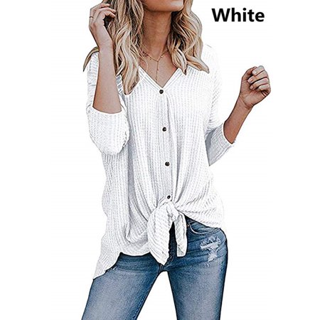 tie collar loose fitting plain blouses