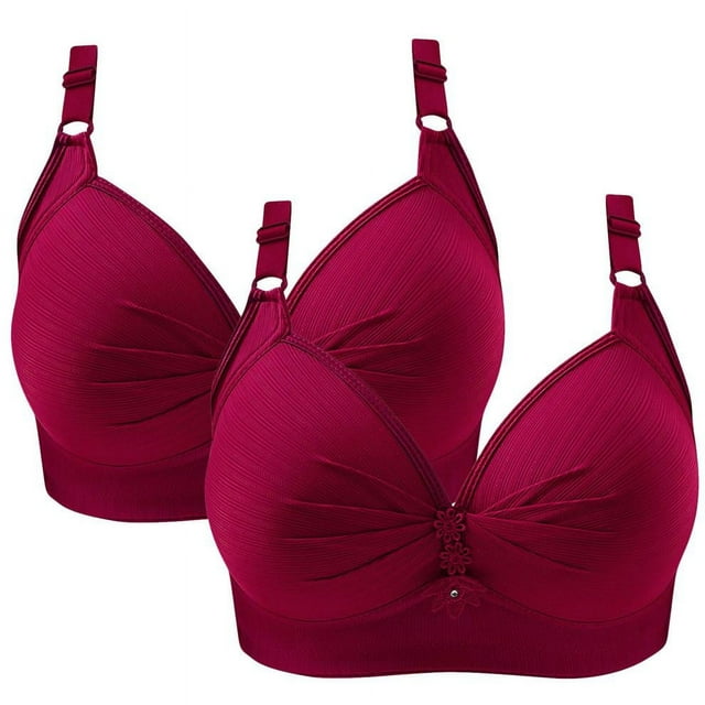 SDNall 2PCS Womans Fashion Plus Size Wire Free Comfortable Push Up Hollow Out Bra Underwear