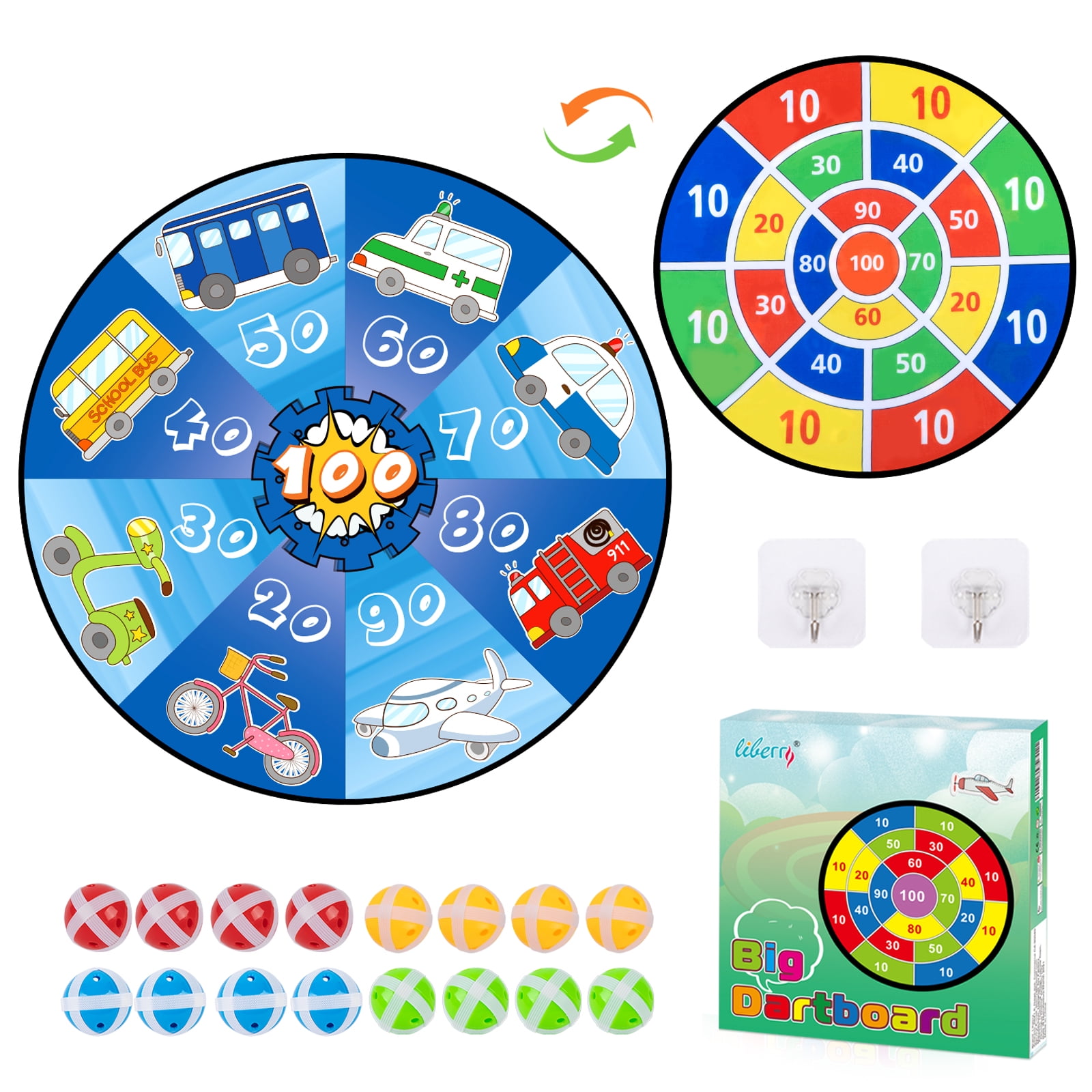 Liberry DoubleSided Dart Board Games with 16 Sticky Balls for Kids 312