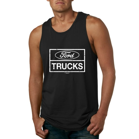 Wild Bobby, Ford Trucks White Sign, Cars and Trucks, Men Graphic Tank Top, Black, Small