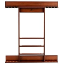 Gymax Billiard Cue Rack Only Wall-mounted Billiard Stick Holder Wall Pool Stick Holder Brown
