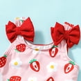 thumbnail image 6 of KIMI BEAR Newborn Baby Girls Swimsuits 6-12 Months Sleeveless Bowknots Swim Top Strawberry Swimsuit Ruffle Shorts with Hat Baby Girls Bathing Suits Red, 6 of 10