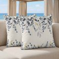 thumbnail image 5 of 16x16 Pillow Covers Set of 2, Blue Grey Eucalyptus Square Throw Pillow Covers for Couch/Sofa/Living Room, Farmhouse Weeping Leaves on Linen Decorative Soft Pillowcases for Couch Throw Pillows, 5 of 9