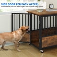 thumbnail image 5 of Dextrus Large Dog Crate Furniture with Wheels, 38in Rustic Heavy Duty Metal Dog Crate and Kennel for Small Medium Dogs, 5 of 8