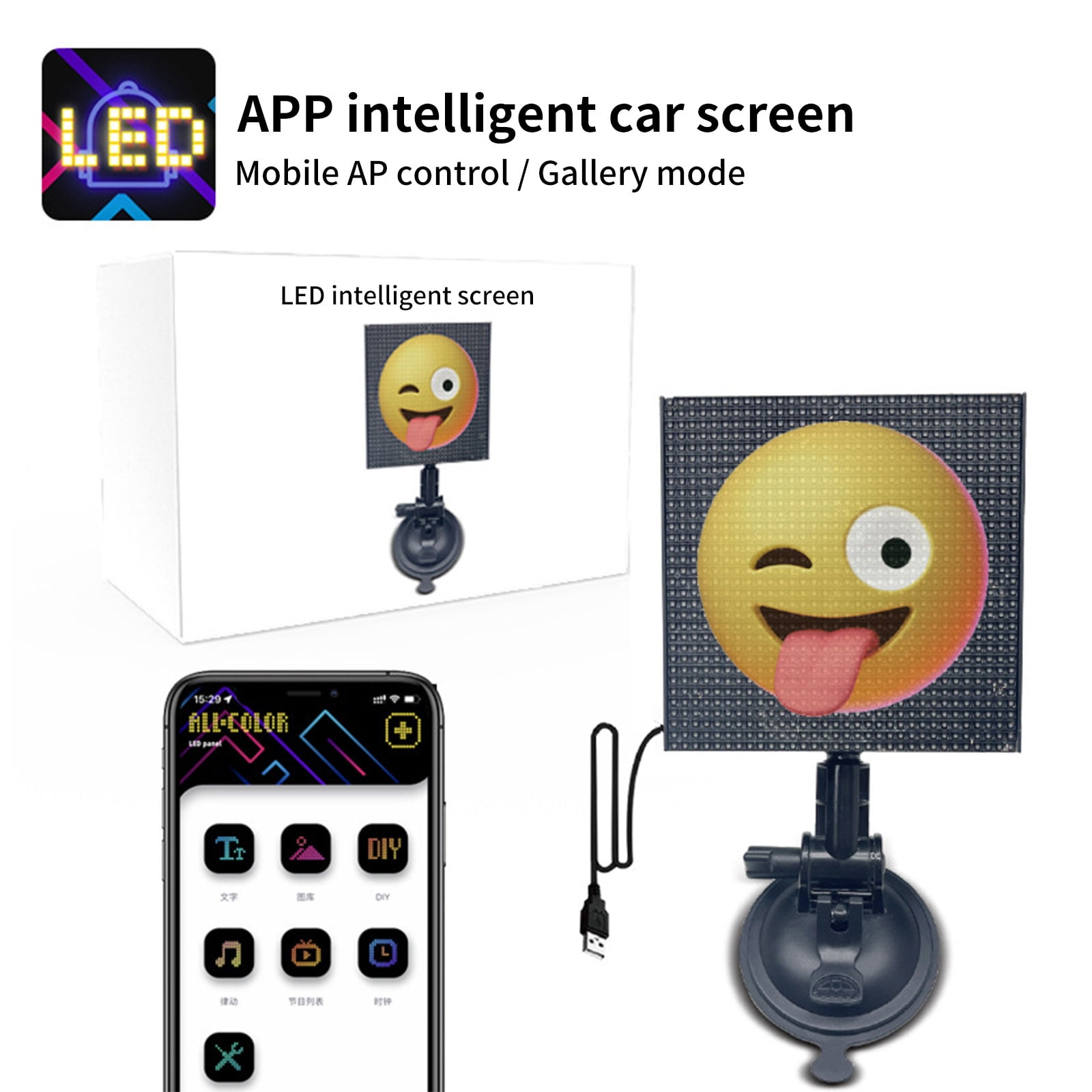 WSSEY LED Display On Car Rear Window Mobile Phone APP Control Full