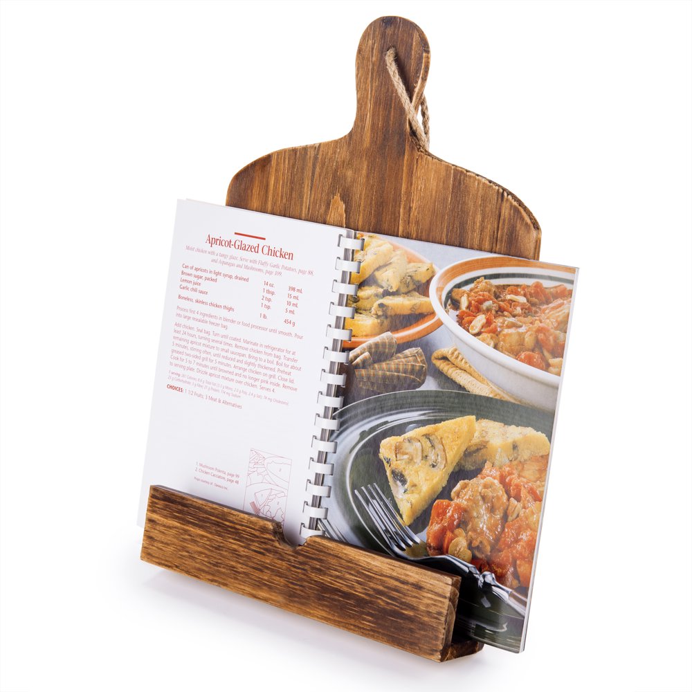 MyGift Rustic Cutting Board Style Cookbook Stand Holder, Brown Wood