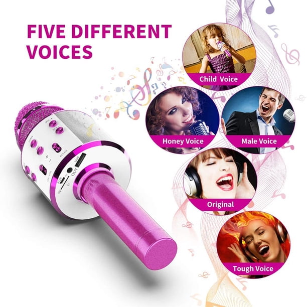 Micrófono de karaoke, altavoz de karaoke de mano DC 5V para teléfono inteligente Android/Apple