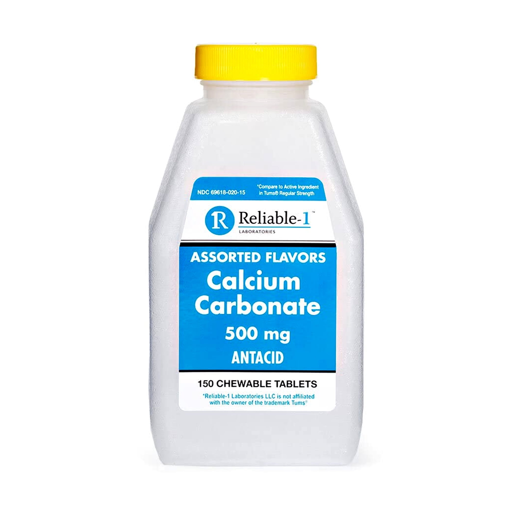 Reliable 1 Calcium Carbonate Antacid Supplement, Chewable Tablets 500 mg, 150 ea