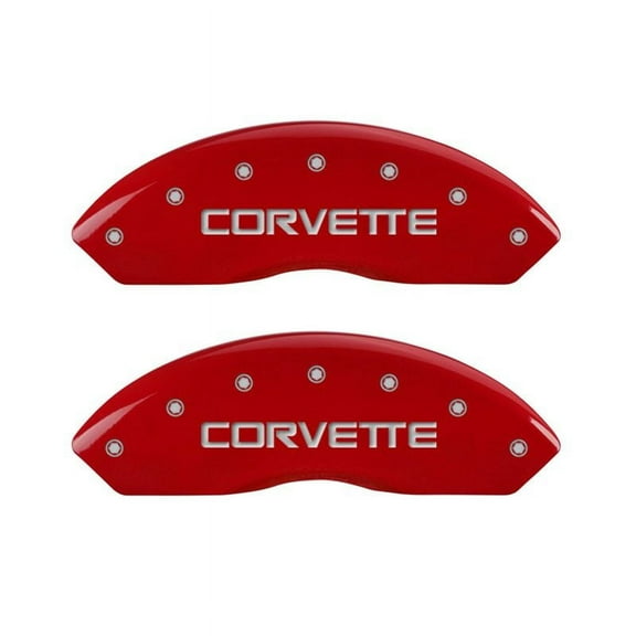 MGP 4 Caliper Covers Gloss Red Engraved with Corvette C4 (Full Kit 4 Pieces) Fits select: 1988-1996 CHEVROLET CORVETTE