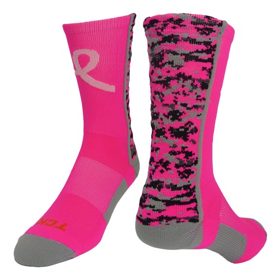Digital Camo Aware Crew Socks (Neon Pink/Pale Pink, X-Large)