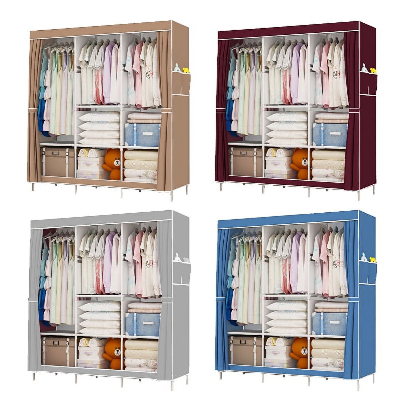 Portable Wardrobe Closet Foldable Clothes Cabinet Organizer w/ Cube Storage,  1 Unit - Kroger