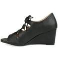thumbnail image 3 of Womens Faux Leather Lace-up Open-toe Wedges, 3 of 8