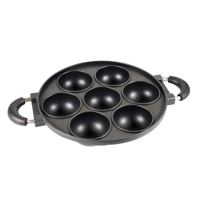 Molde para muffins antiadherente de 7 agujeros con asa de aleación de aluminio Negro