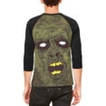 thumbnail image 2 of Halloween Dirty Ugly Zombie Face Mens Raglan T Shirt White-Black MD, 2 of 2
