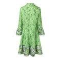 thumbnail image 3 of WILLBEST Femmes Dresses Robe Tunique Bohème Vintage Style Ethnique Imprimé à Franges Col Noué Coupe Ample, 3 of 6