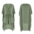 thumbnail image 5 of VBVC Women's 2 Piece Cotton Loungewear Set,Batwing Sleeve Cardigan and Drawstring Shorts For Women,Ladies Casual Summer Outfit with Pockets,Green,S-3XL, 5 of 10