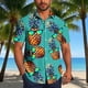 thumbnail image 1 of Blusa y camisa de manga corta con cuello vuelto para hombre, blusa informal de moda con botones estampados, blusa de manga corta con cuello vuelto, blusa de poliéster para hombre, 1 of 6