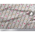 thumbnail image 3 of Soimoi Gray Rayon Fabric Leaves,Stripe & Pink Flower Stripe Printed Craft Fabric by The Yard 56 Inch Wide, 3 of 3